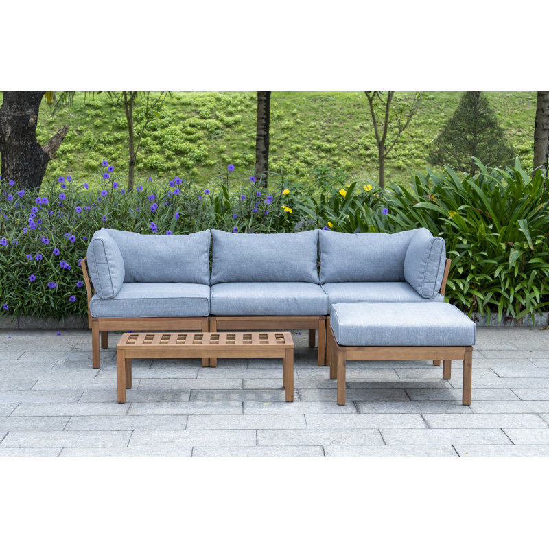 Leonetta Solid Wood 3- Person Seating Group with Cushions