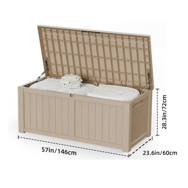 Très grande boîte de rangement pour terrasse - Armoire en résine durable, imperméable et verrouillable pour terrasse et jardin 120 gallons