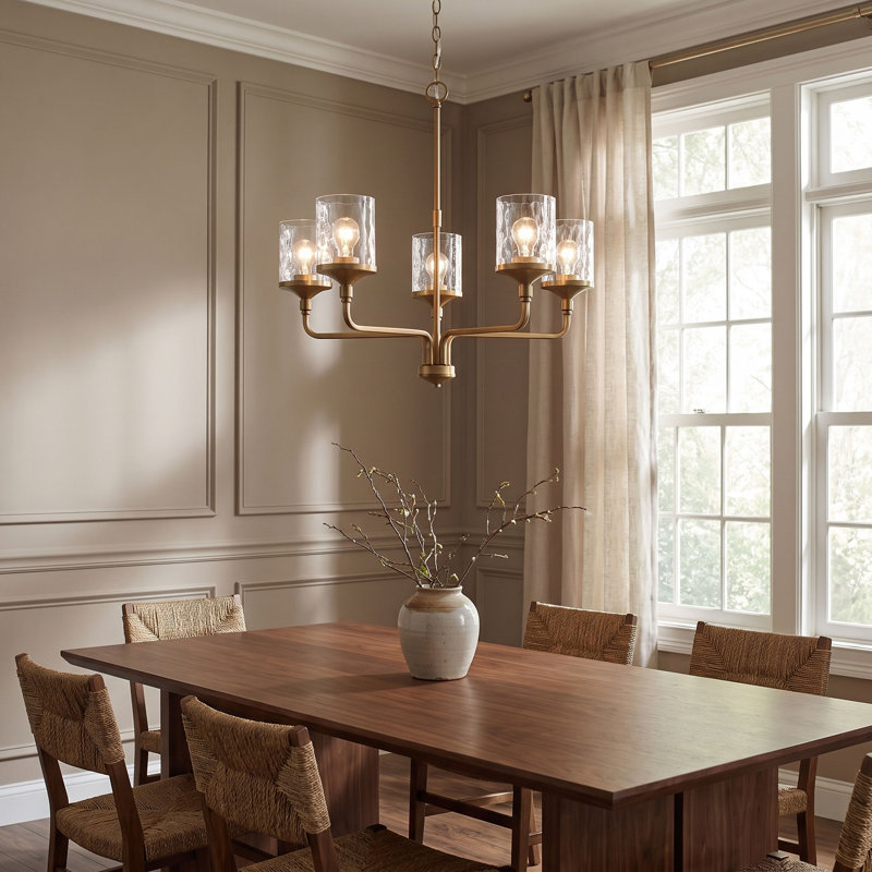 Colton Dimmable Classic / Traditional Chandelier, Aged Brass, 5