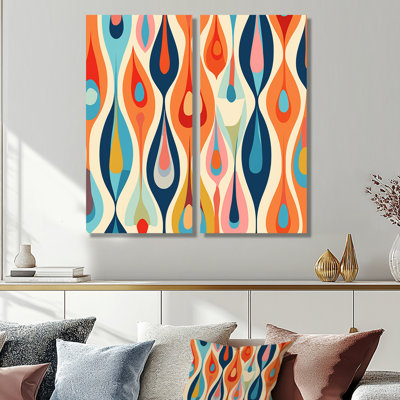 Retro Abstract Drops XI - Grey Modern Wall Art