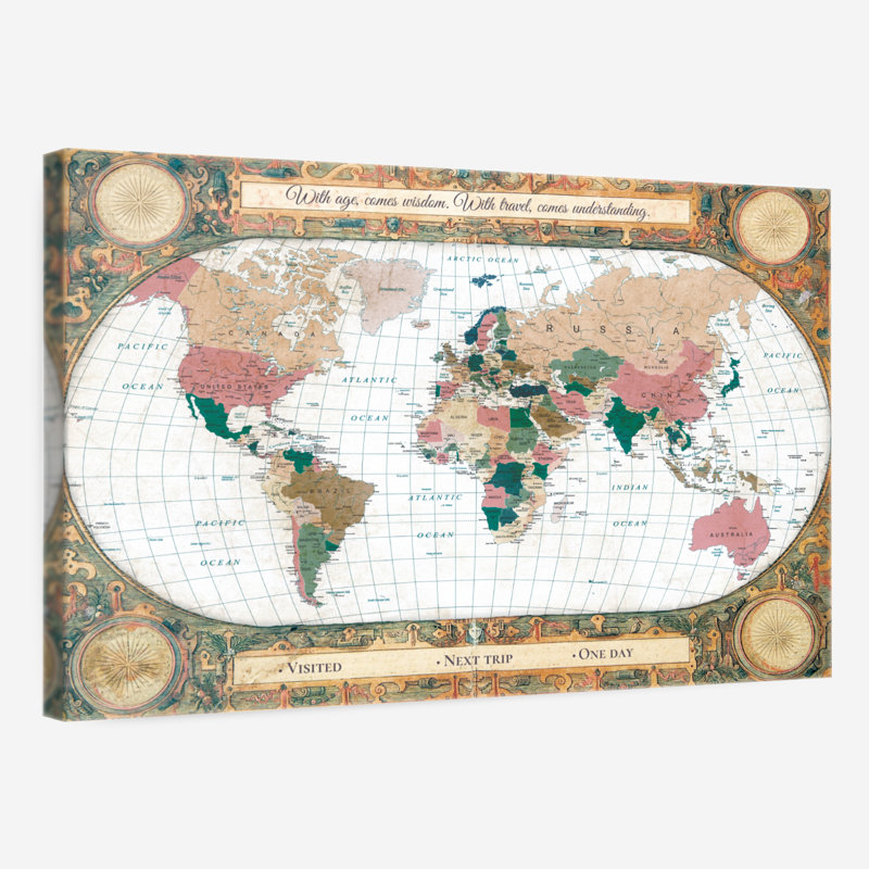 Voyage Sagesse «I Push Pin World» Amrico, H 26 po x l 39 po