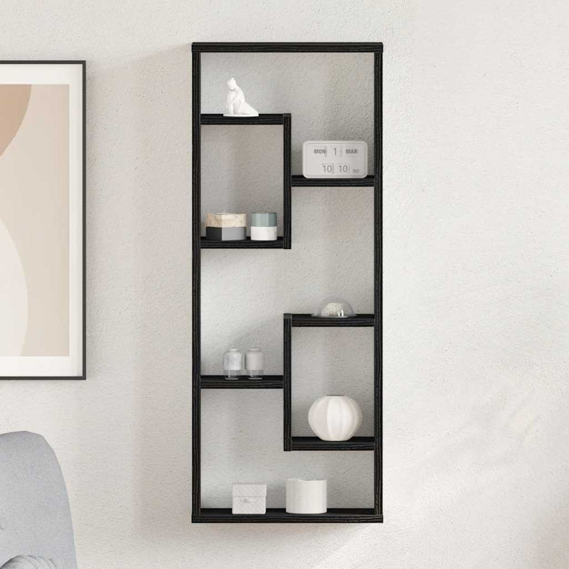 Wall Shelf 36X16x90 Cm Engineered Wood, Black Oak