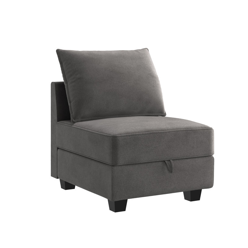 Pashko Velvet Slipper Chair, Gray Velvet