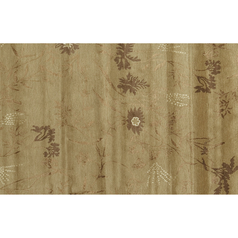 Tapis en soie / laine noué à la main brun / brun foncé, Tapis de couloir 3 pi x 8 pi