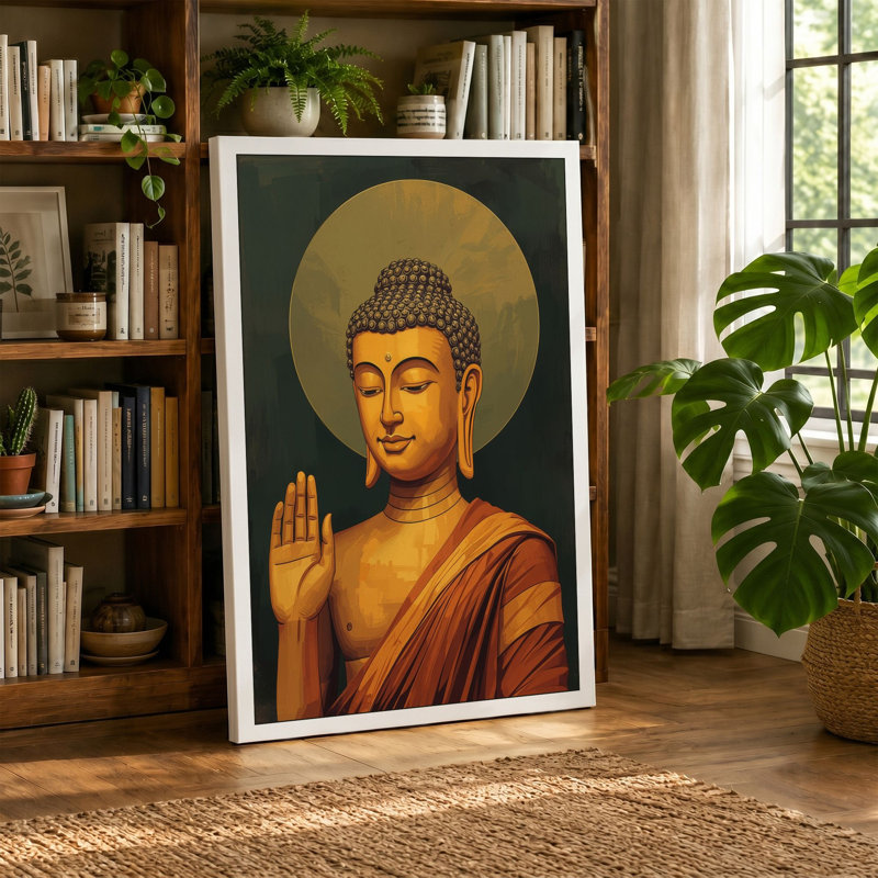 Buddha in Radiance Religious & Spiritual - Wrapped Canvas, 30x20 - 76.2 x 50.8 cm, Terracotta Border