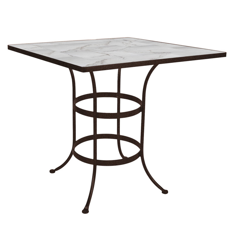 Tables Outdoor Square Bar Table, Pallazo White, Copper Creek