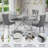 5-Piece Modern Glam Dining Set With Tempered Glass Table & 4 Velvet Upholstered Chairs-114544028-114544030