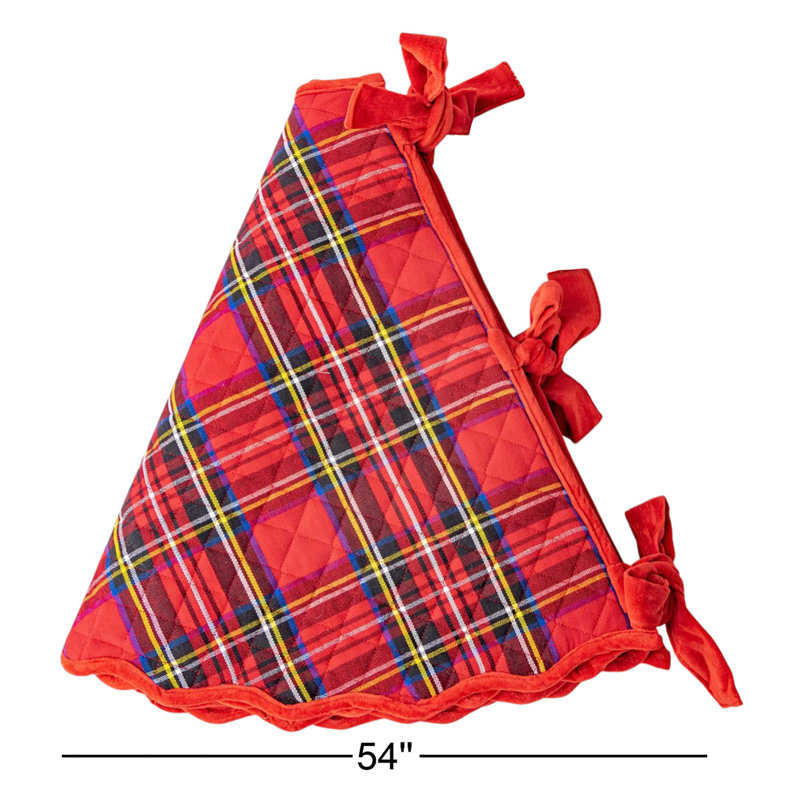 Jupe d'arbre matelassée rouge à carreaux
