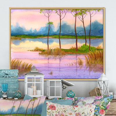 «Spring Sunrise By The Lake», reproduction d'art sur toile encadrée