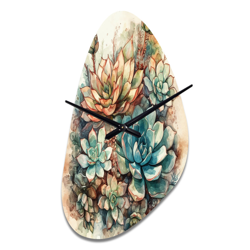 Cactus Ghulam vert rouge Cactus II - horloge asymétrique en métal, Médium