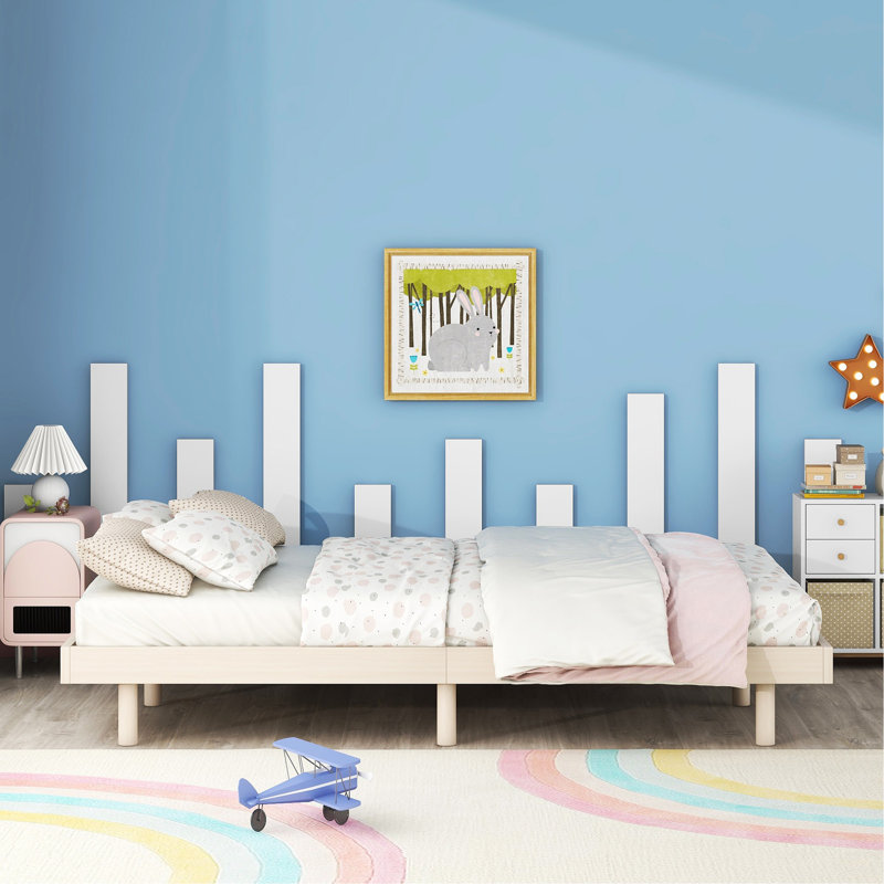 Sophisticated Floating Platform Bed Frame With Stylish Design For Relaxed Sleep, Full, White Washed