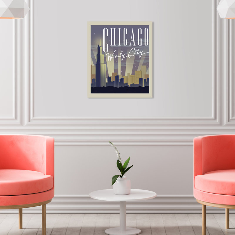 " Chicago Postcard ", Wrapped Canvas, 20" H x 20" W x 1.5" D