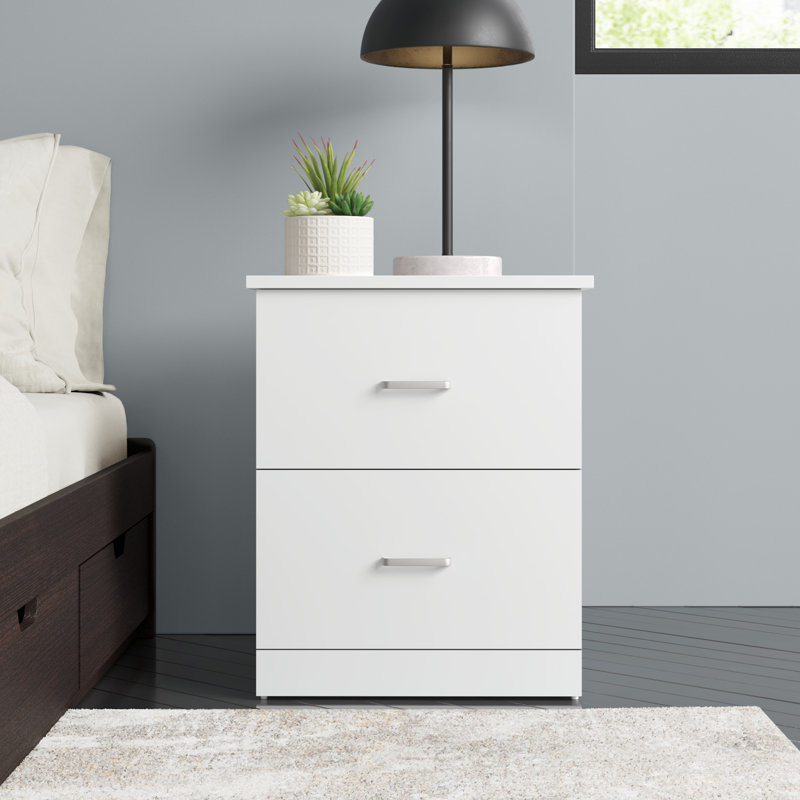 Allyannah 23.6" 2-Drawer Nightstand, Matte White, Individual