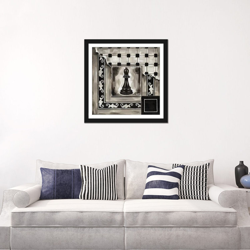 « chess ii », impression sur toile, H 16 po x l 16 po x P 1 po, Papier d'art encadré noir, Blanc