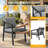 Black Aluminum Outdoor Patio Armchair Set of 2 with Cushions-1696573963-1696573962