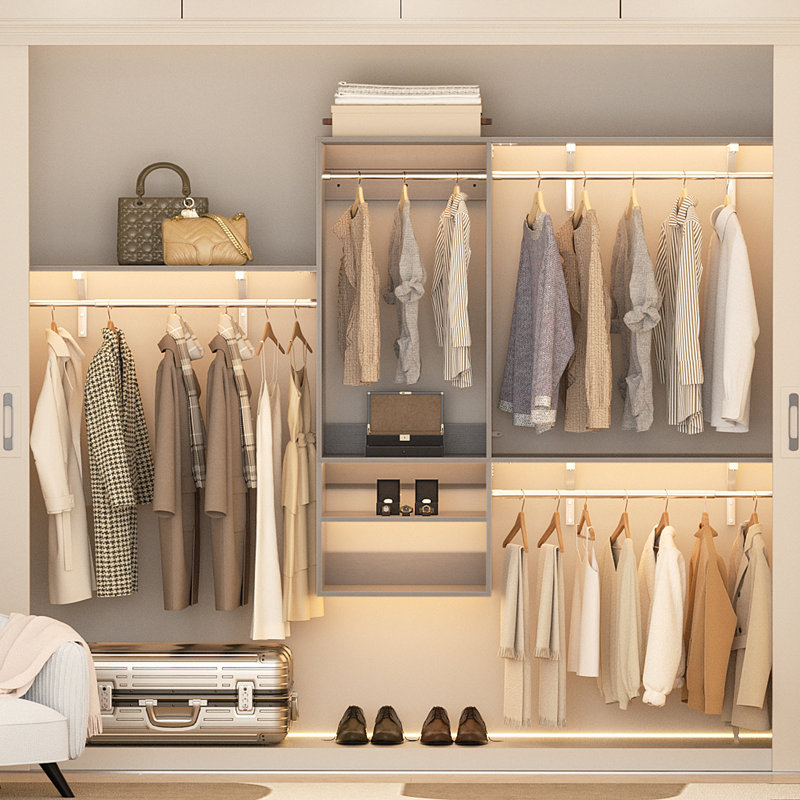 20"-95" Closet System with Two Shelves (Can Be Cut To Fit), Gray