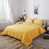 All Season Down Alternative Quilted Comforter Set-Reversible Bedding Set-Machine Washable