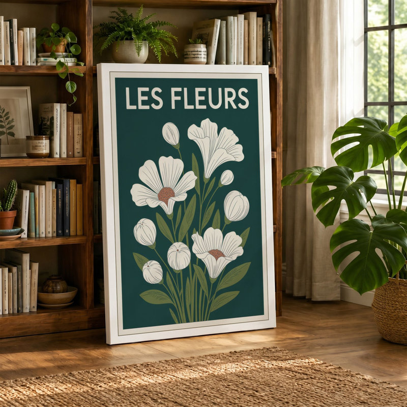 Les Fleurs Botanical - Wrapped Canvas, 24x16 - 61.0 x 40.6 cm, Terracotta Border