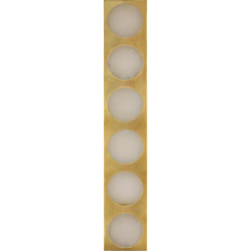 Dichotomy Sconce with Alabaster, 27" H x 4.5" W x 0.75" D, Antique-Burnished Brass, 6 Lights