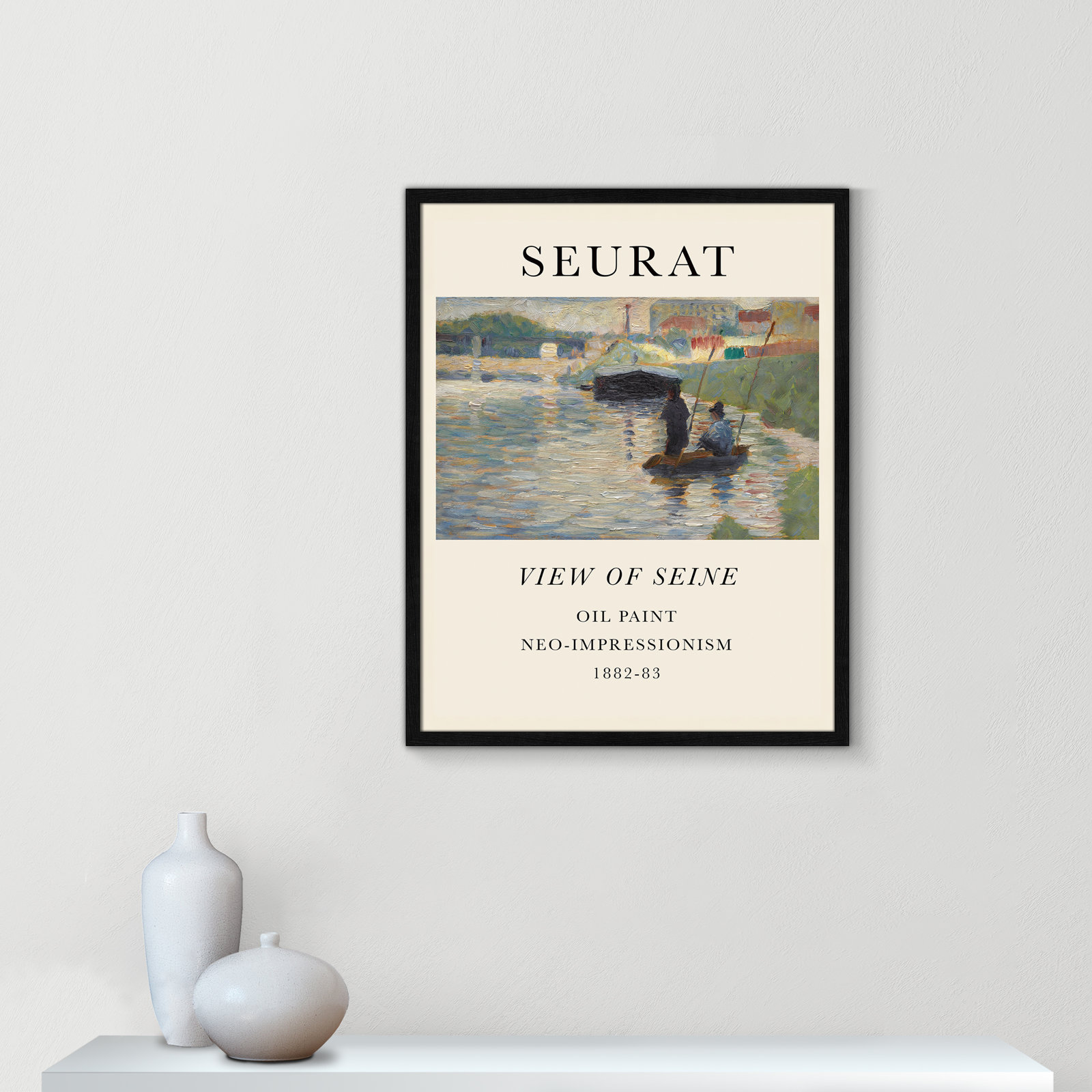 View Of Seine by Georges Seurat, No, Black Single Picture Frame, 29.5" H x 23.5" W x 0.75" D