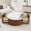 Table basse ronde moderne sur roulettes avec plateau imitation marbre-743704871