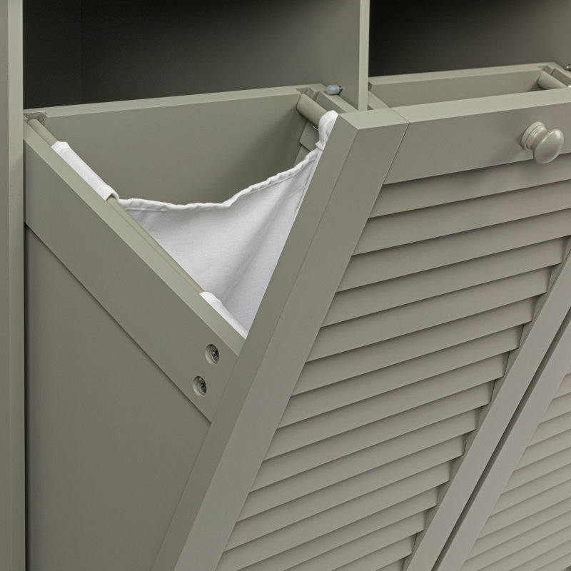 Gray Tilt-Out Cabinet Laundry Sorter with Shutter Front