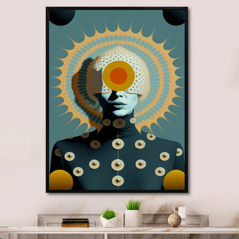 Golden Consciousness Woman IV - reproduction sur toile, H 32 po x l 24 po x P 1 po, Toile avec cadre flottant noir