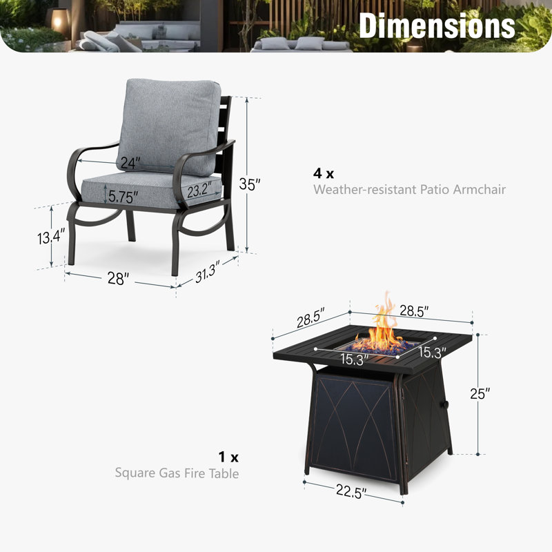 Ensemble de conversation Tapasi, Gris, Stationary Chair