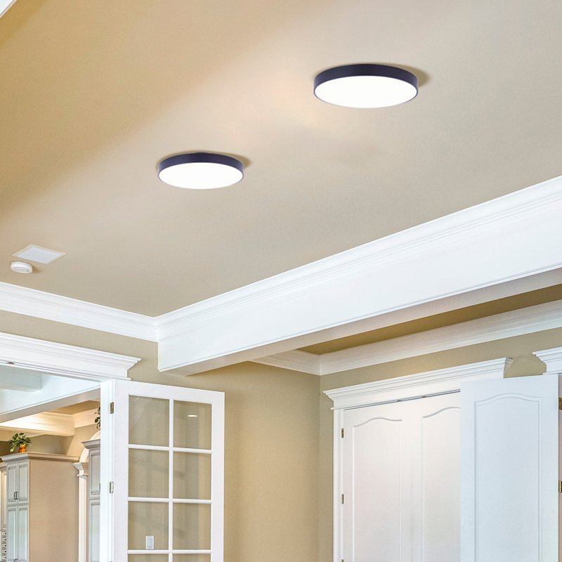 Black LED Edgeless Flush Mount, 1" H x 12" W x 12" D, Yes, Matte Black