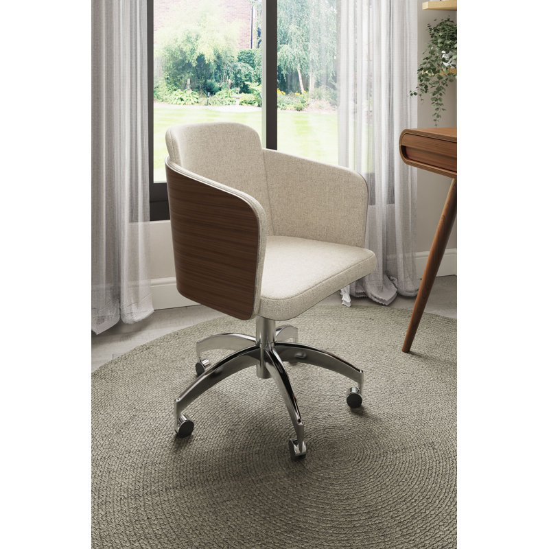 San Francisco Fabric Office chair, Dark Brown Wood