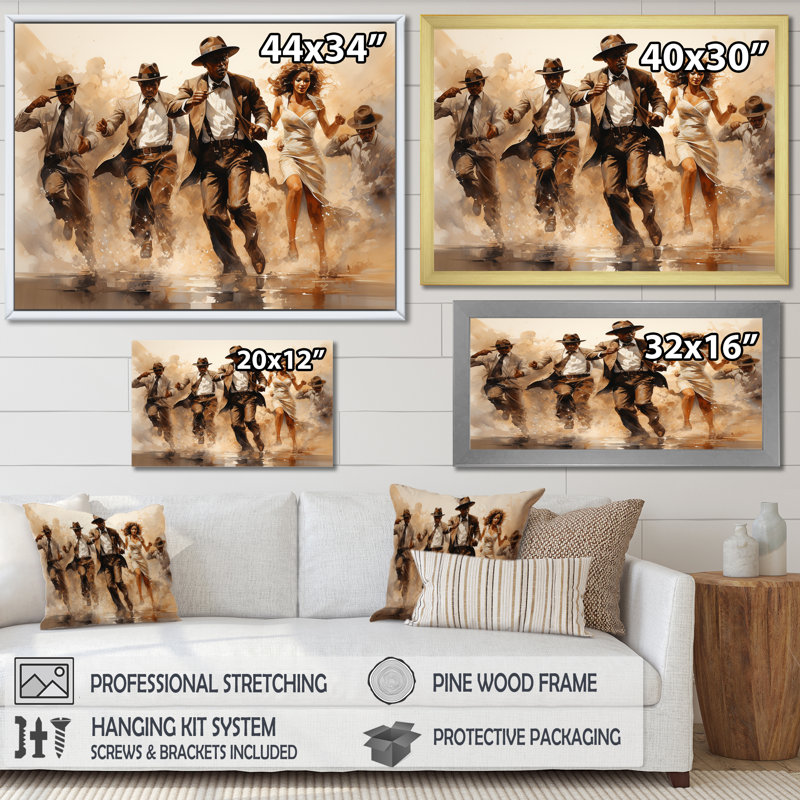 «African American Tap Dance Time I», reproduction sur toile, Cadre doré simple, H 32 po x l 24 po x P 1 po