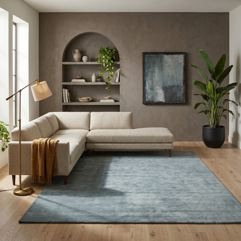 Chauvin Transitional Handwoven New Zealand Wool Area Rug, Rectangle 8' x 10'