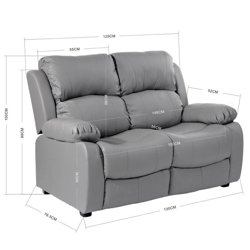 Hedgcock 2 Seater Faux Leather Loveseat, Grey
