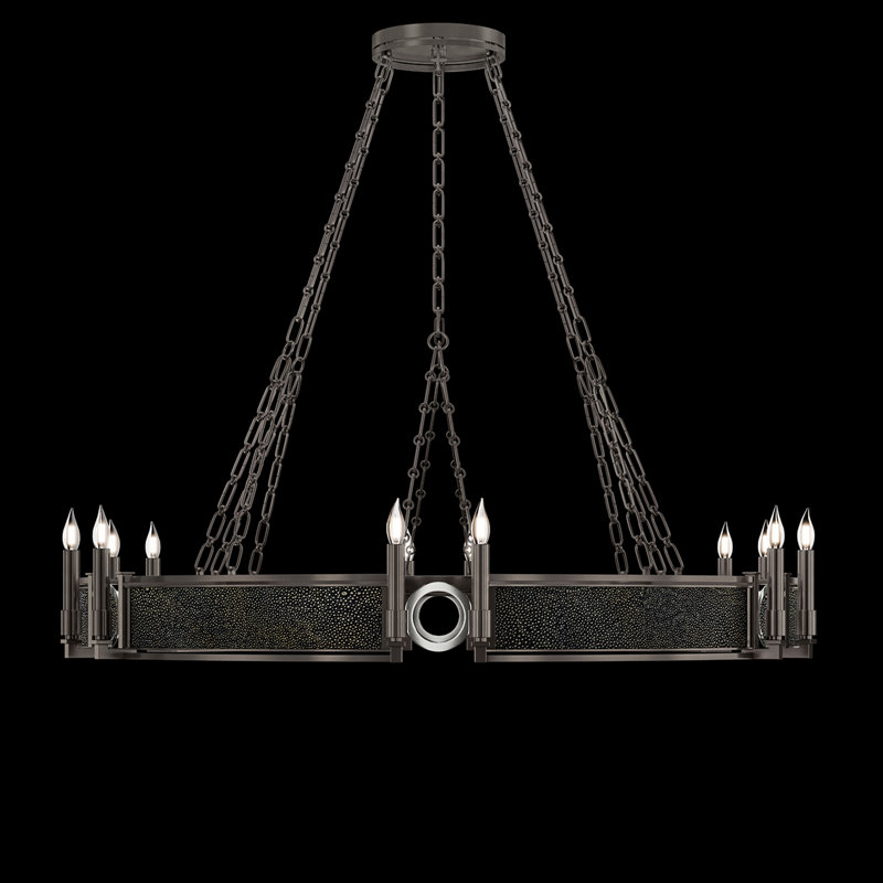 Lustre rond l 49,75 po Mirage, Chevalier noir / nickel / acier de minuit