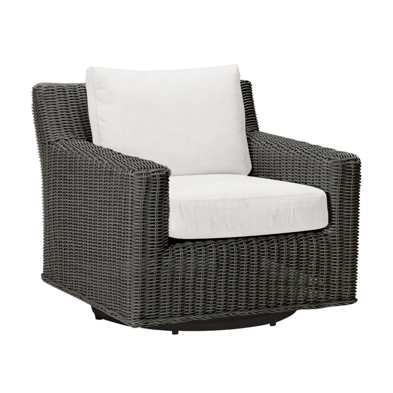 Rustic Patio Armchair with Cushions, Slate Gray, Dove Sunbrella® Linen, Welt