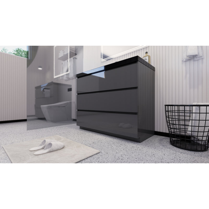 Base de meuble-lavabo Reyes, Gris ultrabrillant