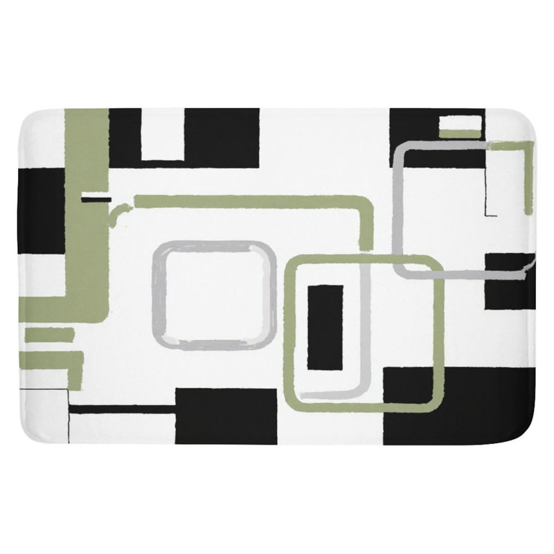 Tapis noir et vert à motif géométrique Bath 16 x 24