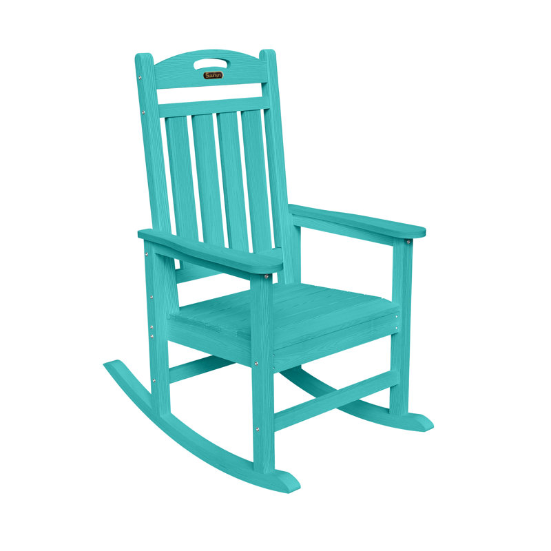 Chaise berçante pour foyer en PEHD, Bleu lac