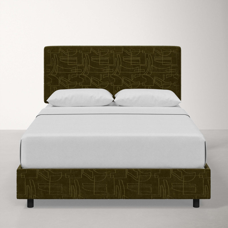 Eisley Upholstered Low Profile Standard Bed, Full, Fritz Indigo Stripe