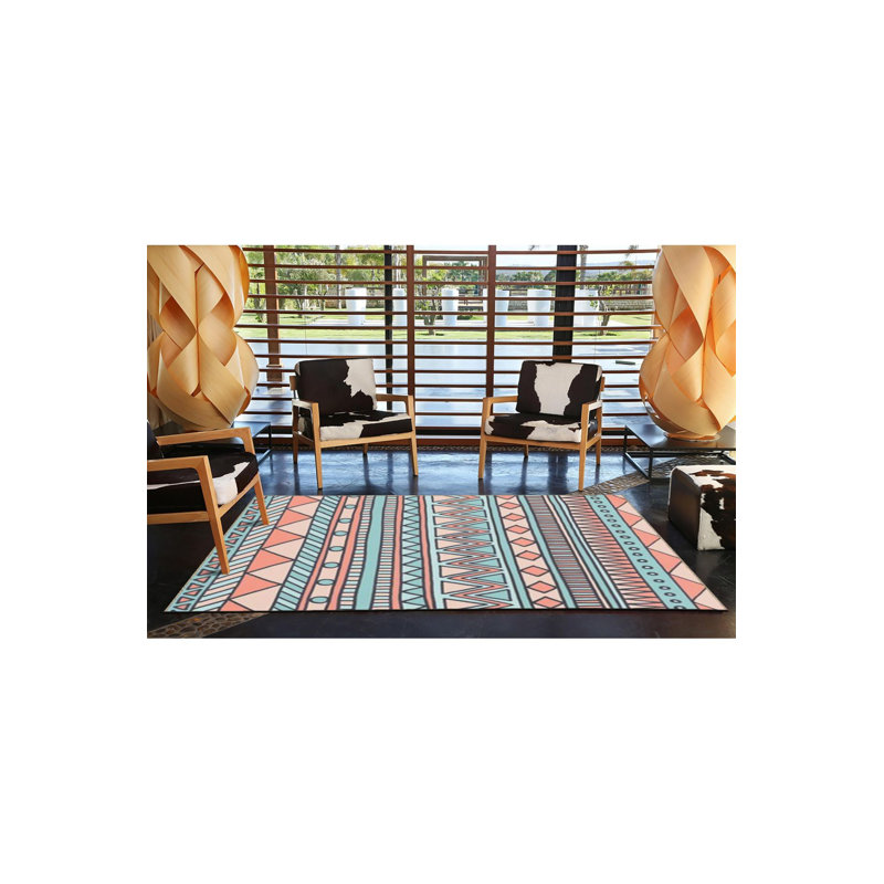 Beige Themed Mixed Geometric Pattern Modern Decorative Machine Washable Area Rug, Rectangle 4'7" x 6'7"