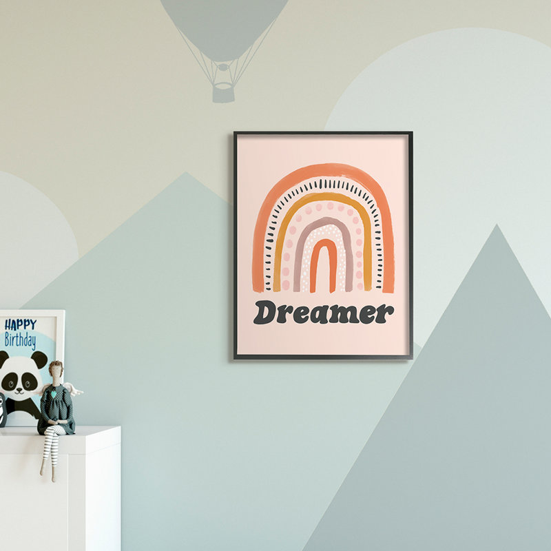 Dreamer Sentiment, fantaisie, arc-en-ciel, orange, rose, H 30 po x l 24 po, Cadre noir