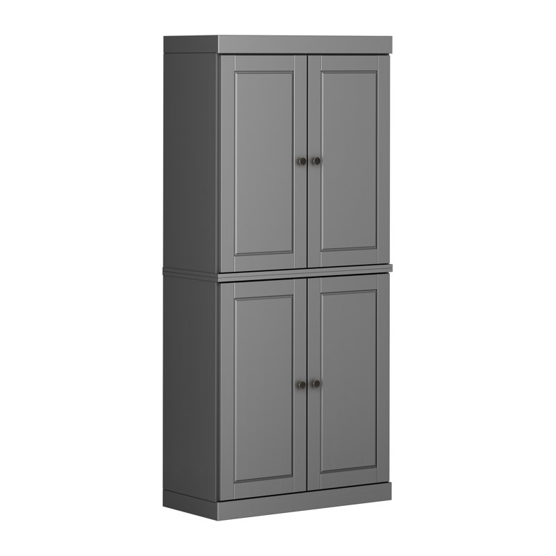 Armoire de cuisine haute 100% en bois massif avec portes Bryani, tablettes réglables, armoire de rangement modulaire, l 32 po x H 71,5 po