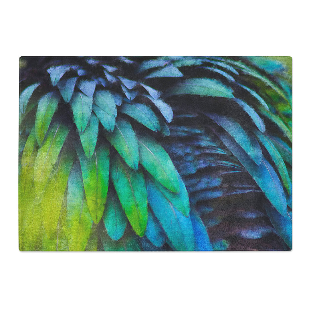 Tempered Glass Parrot Feathers Chopping Board