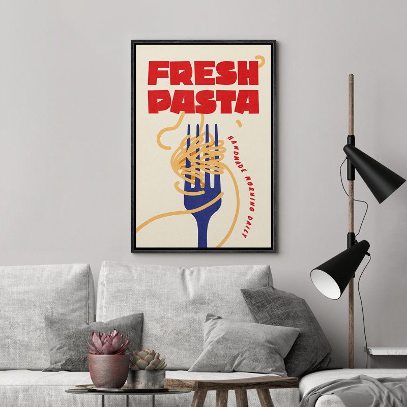 «Fresh Pasta Kitchen Decor», reproduction d'art sur toile encadrée pour chambre principale, Noir, noir, noir, noir