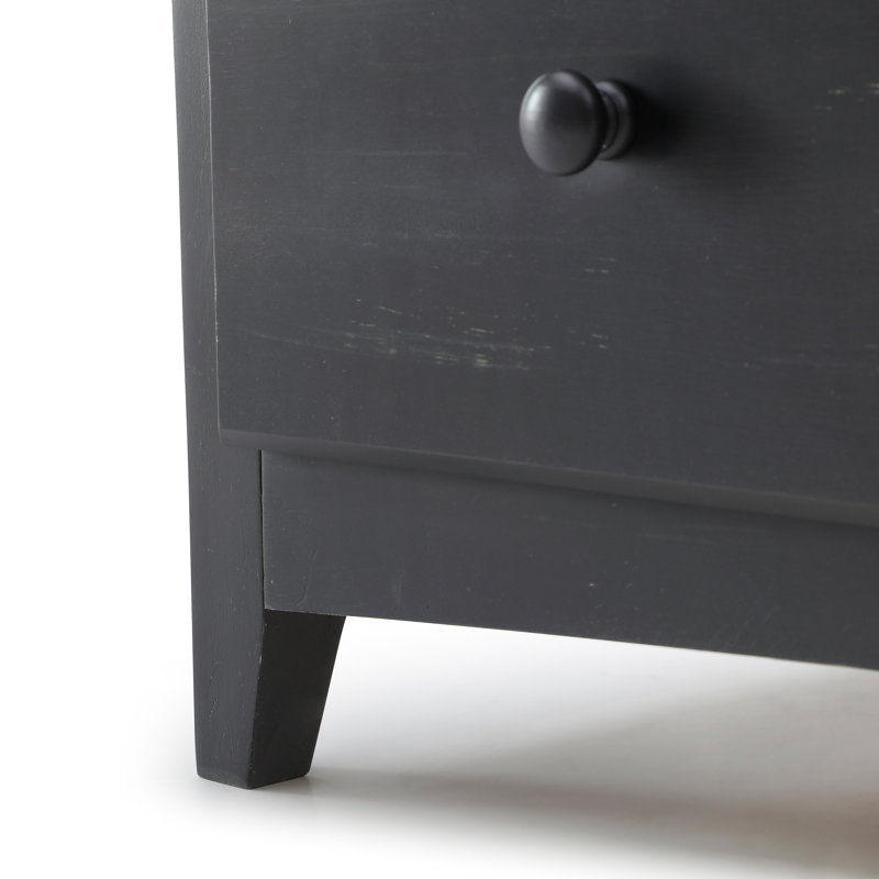 Commode 6 tiroirs en pin, Enduit noir