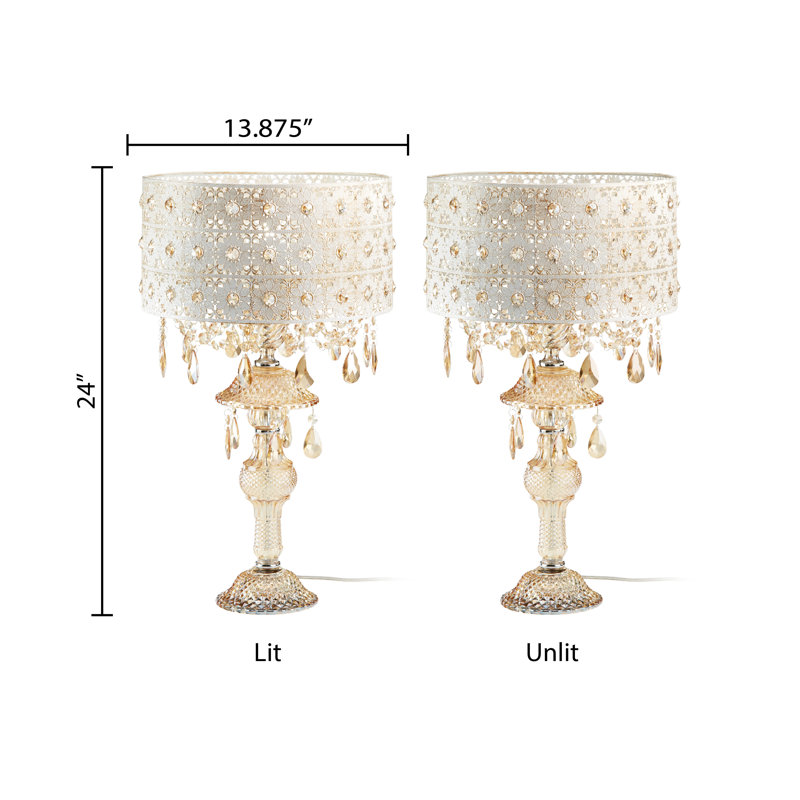 Wedgeworth 24" Champagne Jeweled Bedside Lamp
