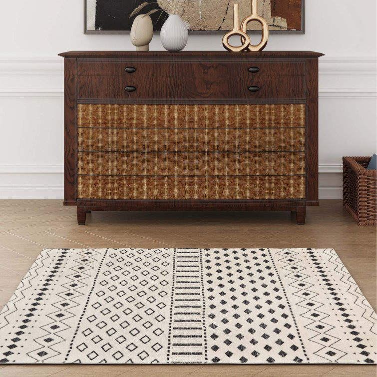 Tapis imitation cachemire à rayures géométriques