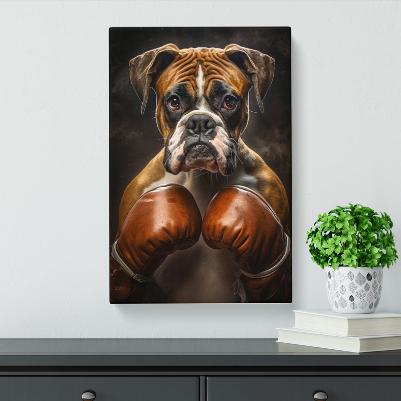 Boxer Dog Romanticism Art - Wrapped Canvas, 76cm H x 50cm W x 3cm D