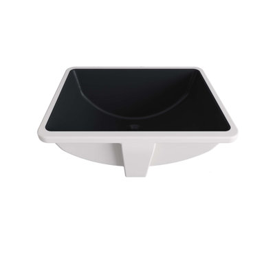 Lavabo de salle de bain rectangulaire encastrable MEJE # 202H - 18 pouces, vasque en céramique en céramique, noir mat
