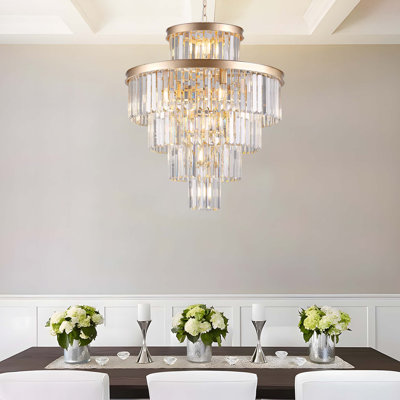 Luminaire suspendu lustre en cristal doré de luxe moderne lustre moderne pour salle à manger, chambre à coucher, salon, diamètre de 23,6 po